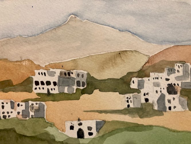 Peinture Bertrand ssillon orientaliste orientalisme 1980 Papier Art