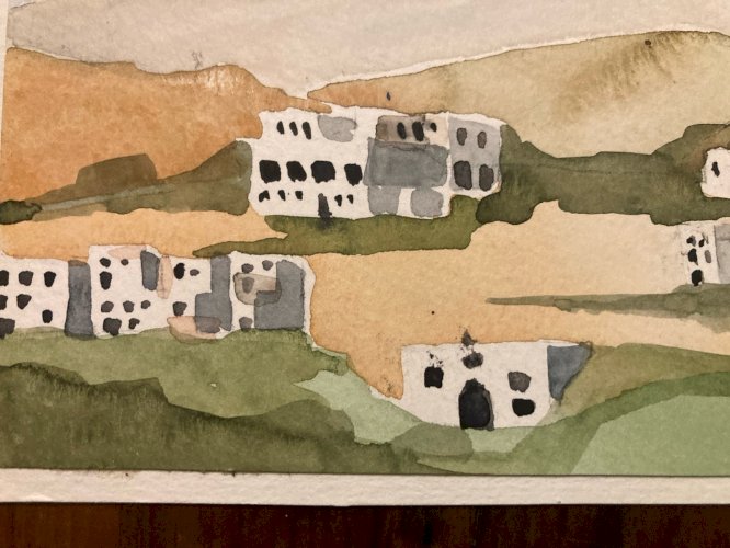 Peinture Bertrand ssillon orientaliste orientalisme 1980 Papier Art