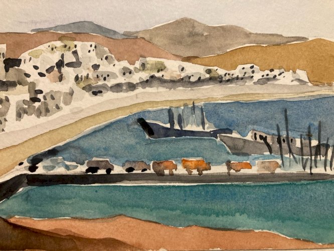 Peinture Bertrand ssillon orientaliste orientalisme 1980 Papier Art