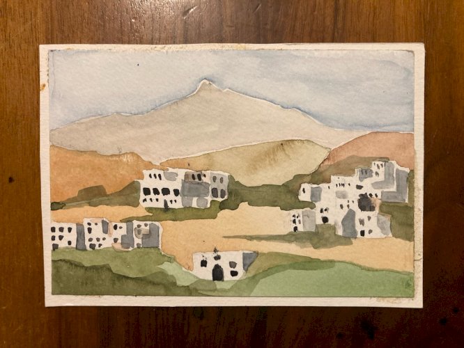 Peinture Bertrand ssillon orientaliste orientalisme 1980 Papier Art