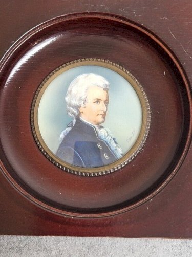 PEINTURE CADRE MINIATURE PERSONNAGE MASCULIN SIGNE CONTI N 21
