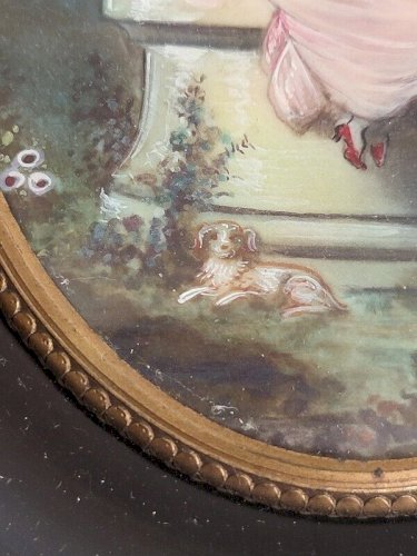 PEINTURE CADRE MINIATURE SCENE ROMANTIQUE N 31