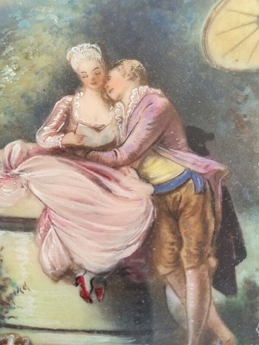 PEINTURE CADRE MINIATURE SCENE ROMANTIQUE N 31
