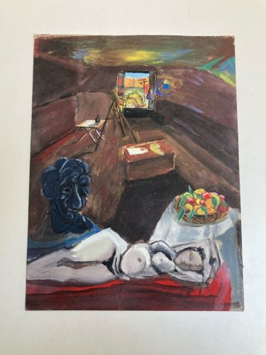 Peinture Carton Femme Nu Nue Erotisme Cubisme Art Atelier 2004