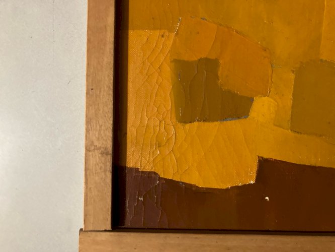 Peinture Chisa Huile toile Cubiste 1971 cubisme Maison Kasbah Architecture