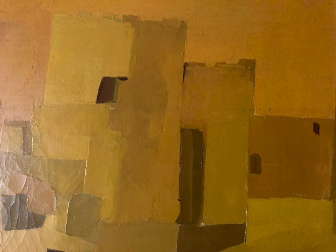 Peinture Chisa Huile toile Cubiste 1971 cubisme Maison Kasbah Architecture