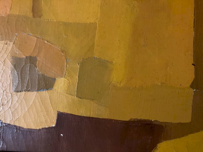 Peinture Chisa Huile toile Cubiste 1971 cubisme Maison Kasbah Architecture