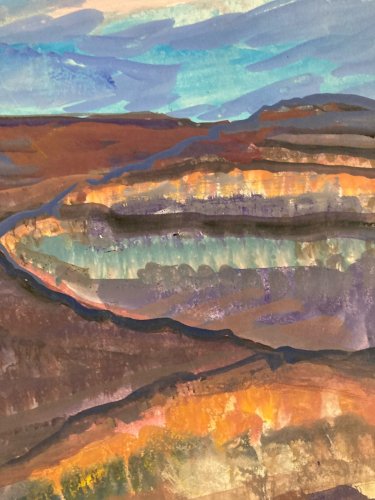 Peinture Ciel  Michel Henry 1984 Grand Canyon Du Colorado Dessin État Unis Art