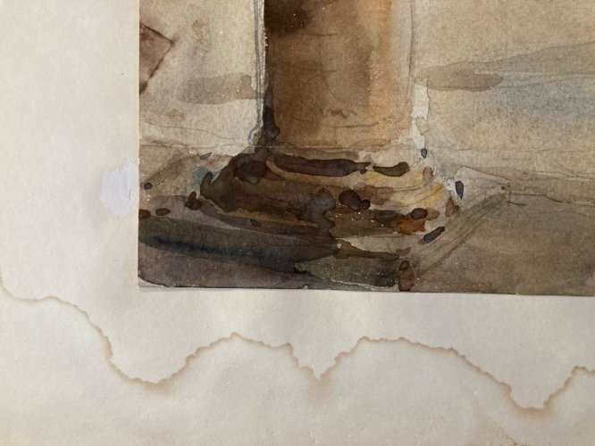 Peinture Circa 1920 Aquarelle gouache Venise Italie Place Saint Marc Painting