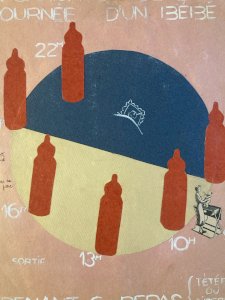 Collage Painting 1950 Baby Bottle Child Model Book Ancient Art
