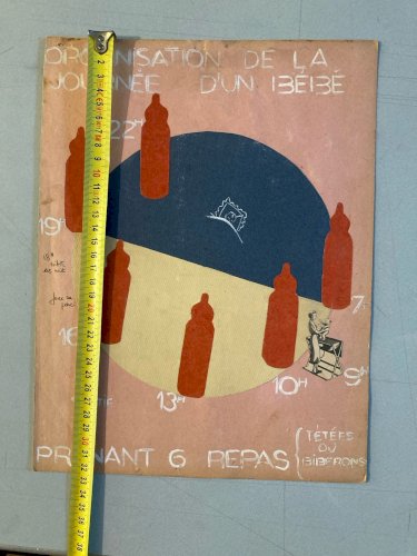 Peinture Collage 1950 Biberon Bébé Enfant Maquette Livre Art Ancien