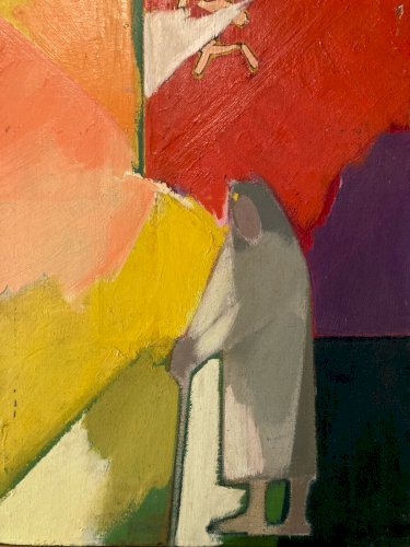 Peinture Communiste Painting FISHMAN Huile Sur Toile Abstrait Hst Abstraction