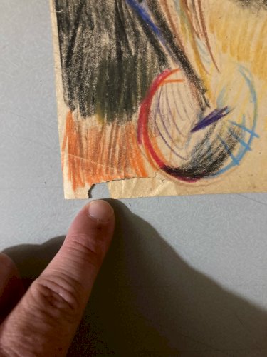 Peinture Crayon Sur Papier Cirque Fauve Fauvisme 1950 À Identifier Art Ancien