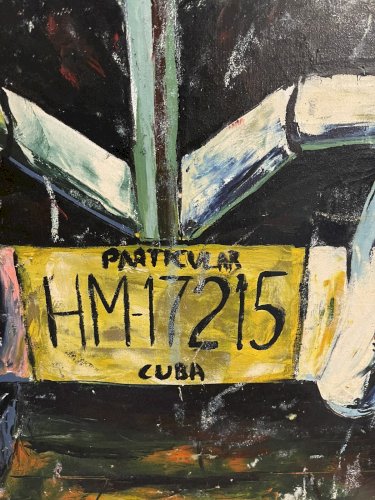 Peinture Cubaine 117x78 – Voiture Américaine Vintage – Déco Loft Restaurant