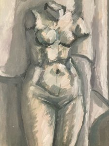 Cubist Painting Nude Woman Nude 1960 Oil Paper To Identify Expressionism Art