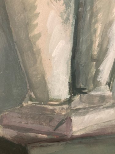 Peinture Cubiste Femme Nue Nu 1960 Huile Papier A Identifier Expressionnisme Art