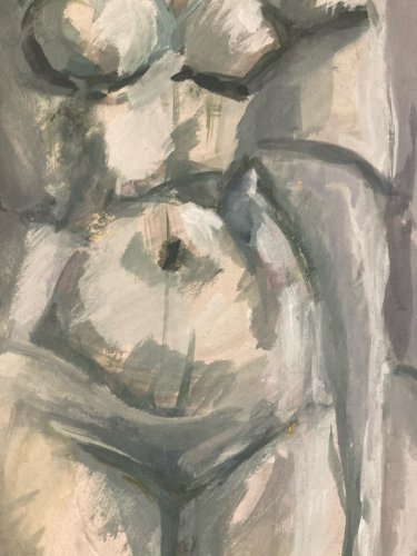 Peinture Cubiste Femme Nue Nu 1960 Huile Papier A Identifier Expressionnisme Art