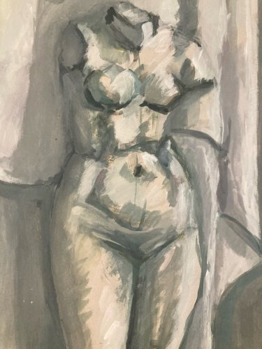 Peinture Cubiste Femme Nue Nu 1960 Huile Papier A Identifier Expressionnisme Art