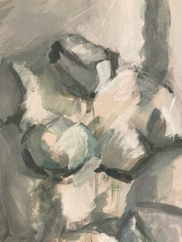 Peinture Cubiste Femme Nue Nu 1960 Huile Papier A Identifier Expressionnisme Art