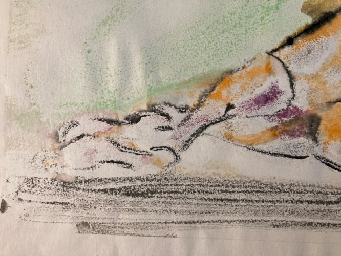 Peinture Cubiste Femme Nue Nu 1980 Fusain, Gouache A Identifier Expressionnisme