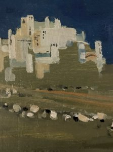 Orientalist Cubist painting oil 1950 Orientalism Desert Art Painting Old