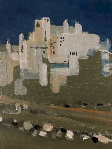 peinture Cubiste orientaliste huile  1950 Orientalisme Désert Art Painting Old