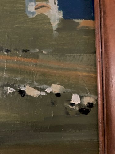 peinture Cubiste orientaliste huile  1950 Orientalisme Désert Art Painting Old