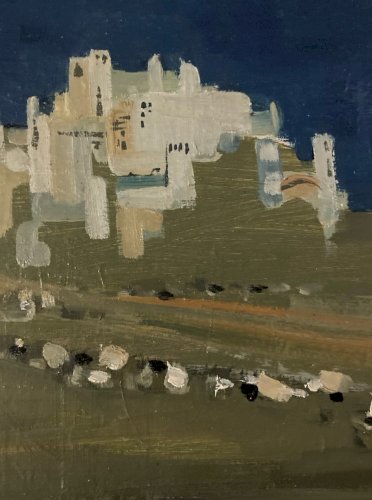 peinture Cubiste orientaliste huile  1950 Orientalisme Désert Art Painting Old