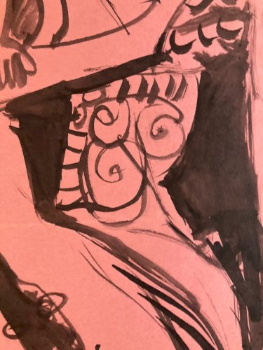 Peinture Dessin Encre Papier 1980 Art Femme Expressionnisme Cubisme Cubiste XXe