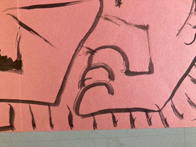 Peinture Dessin Encre Papier Rose 1980 Art Chat Animal Animaux Expressionniste