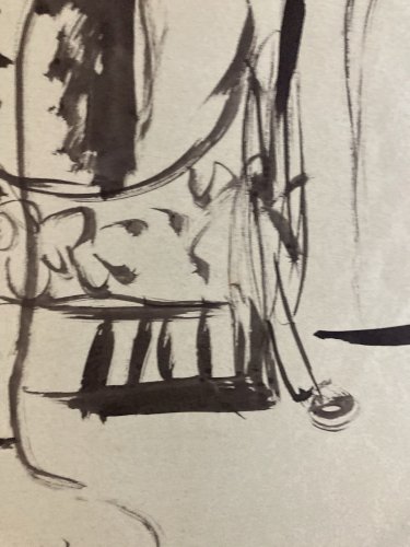 Peinture Dessin Encre Papier Vert 1960 Art Femme A La Couture Cubisme Cubiste