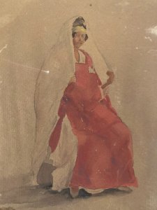 Painting Drawing Gouache Cardboard 19th Century Young Woman Portrait to be identified