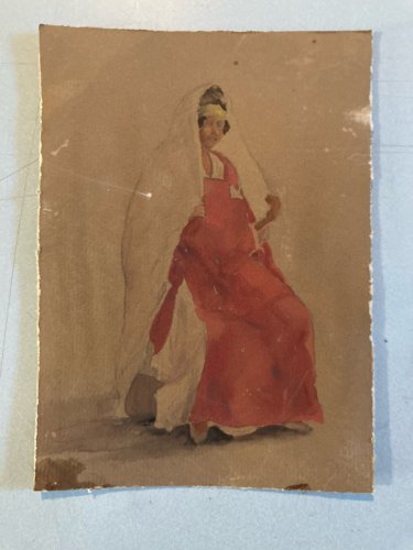 Peinture Dessin  Gouache Carton  XIXe Jeune Femme Portrait a identifier