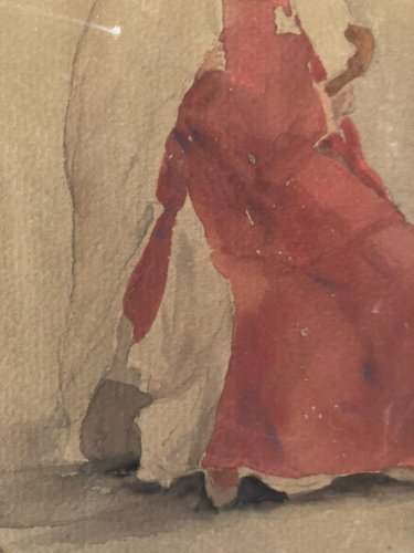 Peinture Dessin  Gouache Carton  XIXe Jeune Femme Portrait a identifier