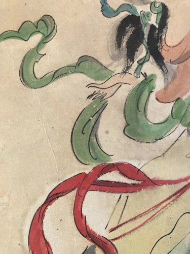 Peinture Dessin  Gouache Papier XIXe Jeune Femme Portrait Painting Ancien Chine