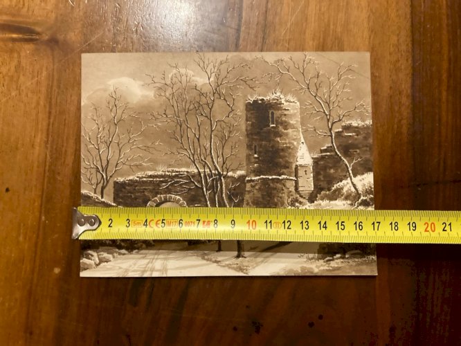 Peinture Dessin XIXe 1820 Encre Lavis Château Chevalier Ruines Ancien Art Porche