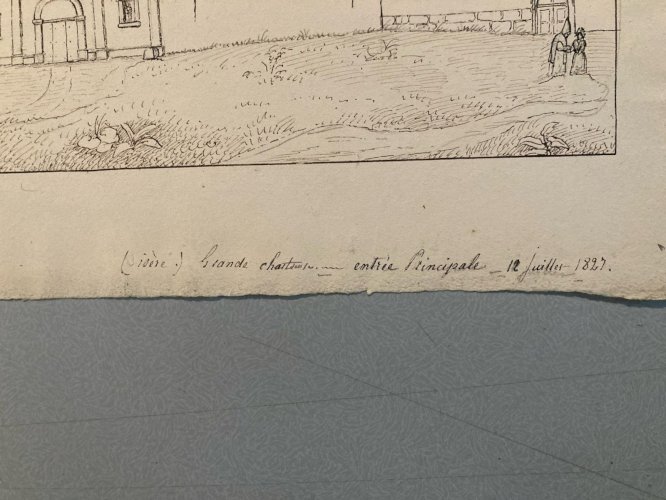 Peinture Dessin XIXe 1850 Encre Lavis Eglise La Grande Chartreuse Monastère Art