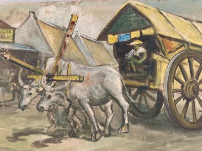 Hanoi School Painting on Canvas Original Painting Old Picture 1960 Vietnam Art