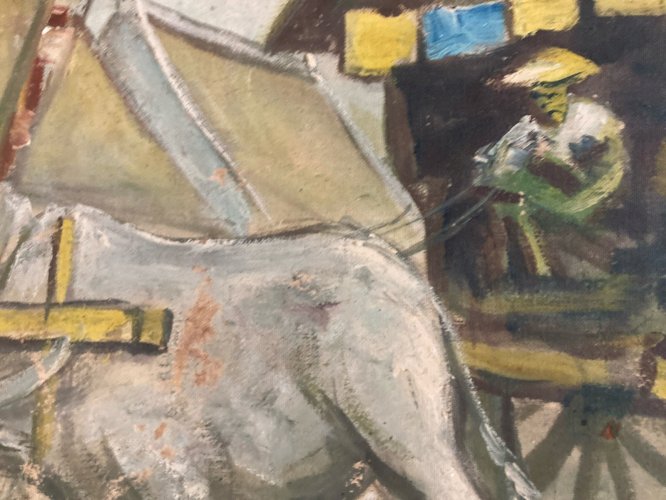 Peinture École D’Hanoï Sur Toile Original Painting Old Tableau 1960 Vietnam Art