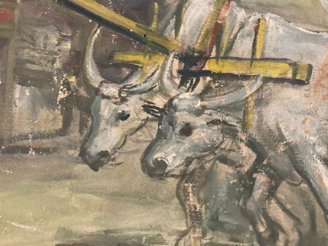 Peinture École D’Hanoï Sur Toile Original Painting Old Tableau 1960 Vietnam Art