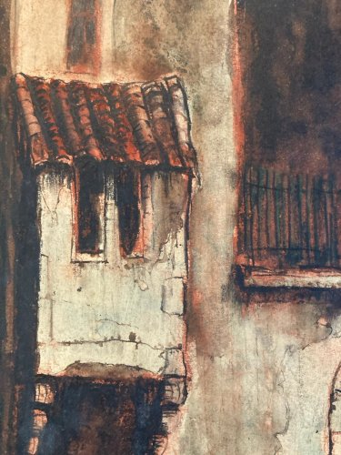 Peinture Emile Bernard Circa 1920 Aquarelle gouache  Paysage Venise Italie