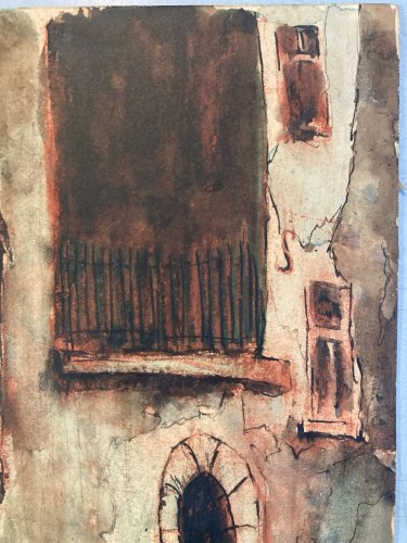 Peinture Emile Bernard Circa 1920 Aquarelle gouache  Paysage Venise Italie