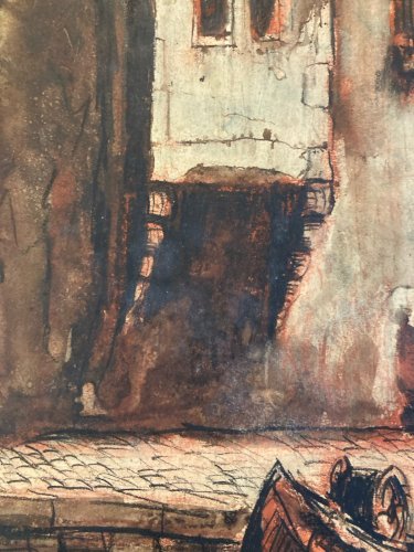 Peinture Emile Bernard Circa 1920 Aquarelle gouache  Paysage Venise Italie