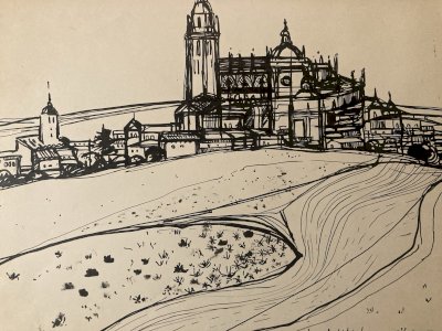 Peinture Encre Michel Henry (1928 2016) Segovie Segovia Alcazar 1954 Art