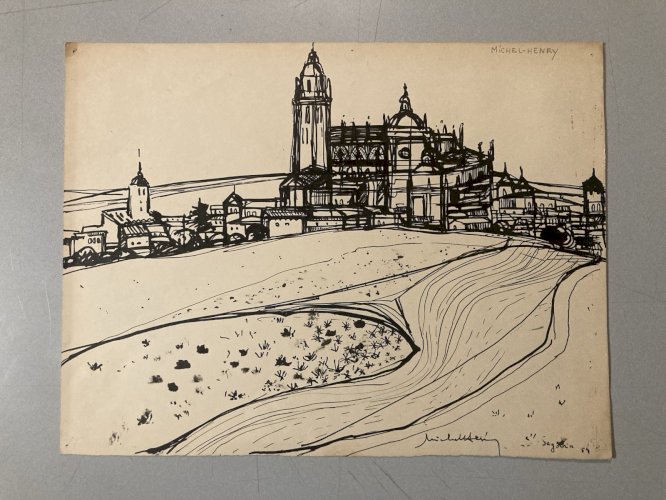 Peinture Encre Michel Henry (1928 2016) Segovie Segovia Alcazar 1954 Art
