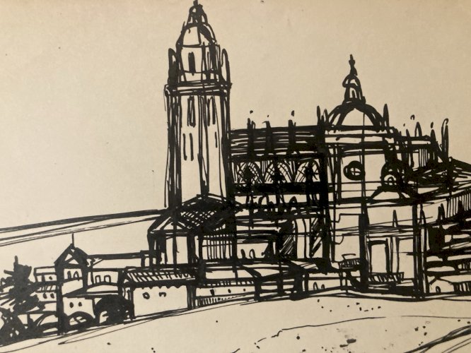 Peinture Encre Michel Henry (1928 2016) Segovie Segovia Alcazar 1954 Art