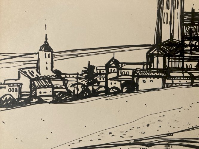 Peinture Encre Michel Henry (1928 2016) Segovie Segovia Alcazar 1954 Art