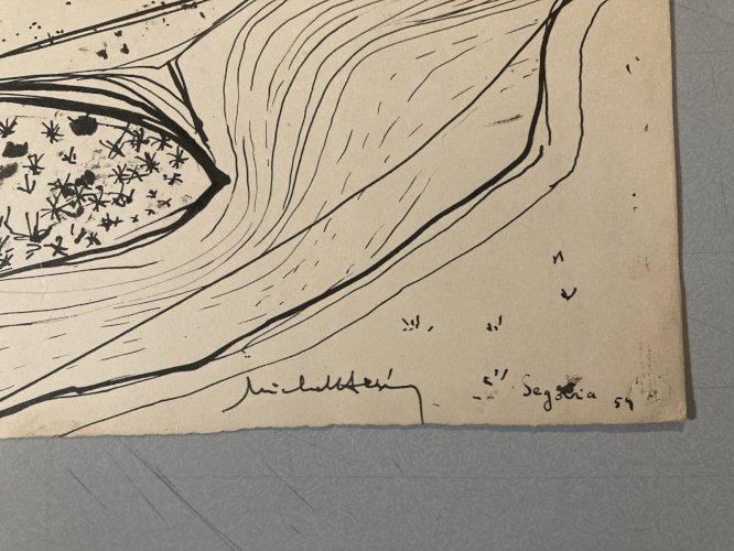 Peinture Encre Michel Henry (1928 2016) Segovie Segovia Alcazar 1954 Art