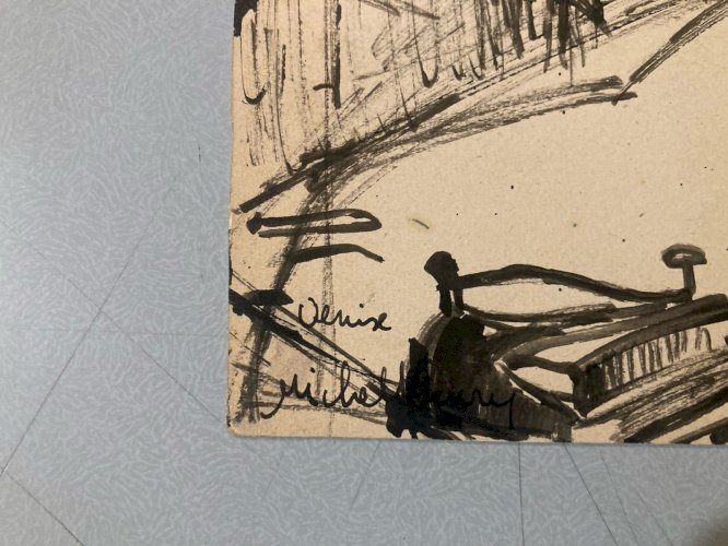 Peinture Encre Michel Henry (1928 2016) Venise Italie Méditerranée 1954