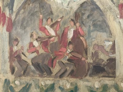 Expressionism Gouache Painting 1920 Expressionist Music Orchestra